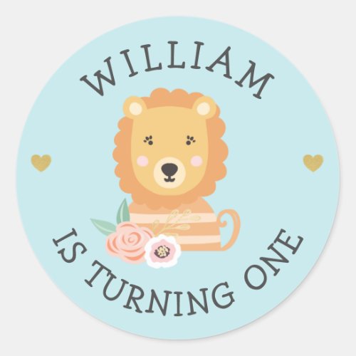 Cute Adorable baby Lion Party Animal Classic Round Sticker