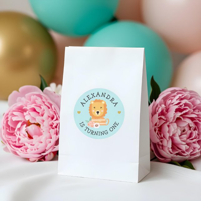 Cute Adorable baby Lion Party Animal Classic Round Sticker (Cute Adorable baby Lion Party Animal Classic Round Sticker)