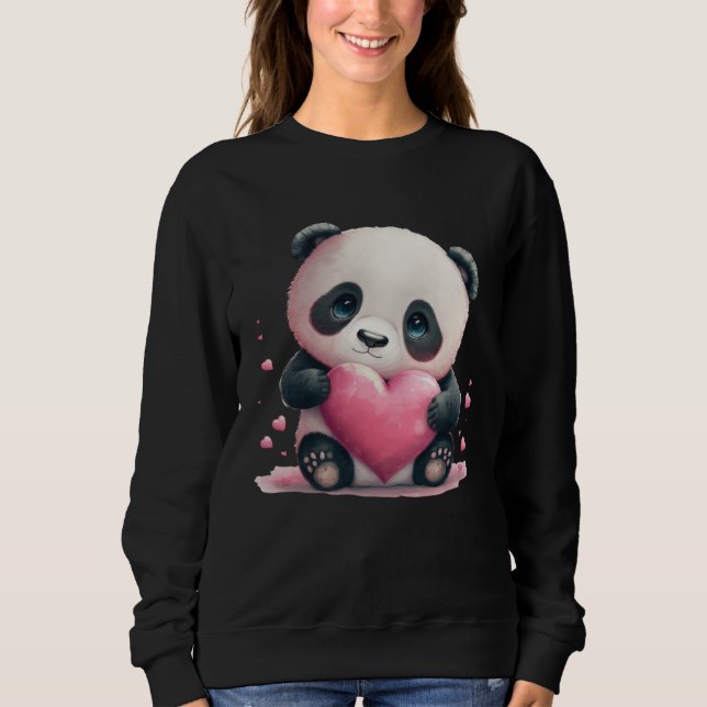Cute Adorable Baby Panda Love Heart Sweatshirt (Front)