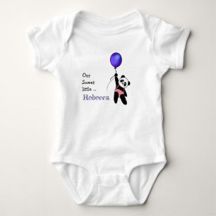 Cute Adorable Baby Panda with Blue Balloon Bodysuit