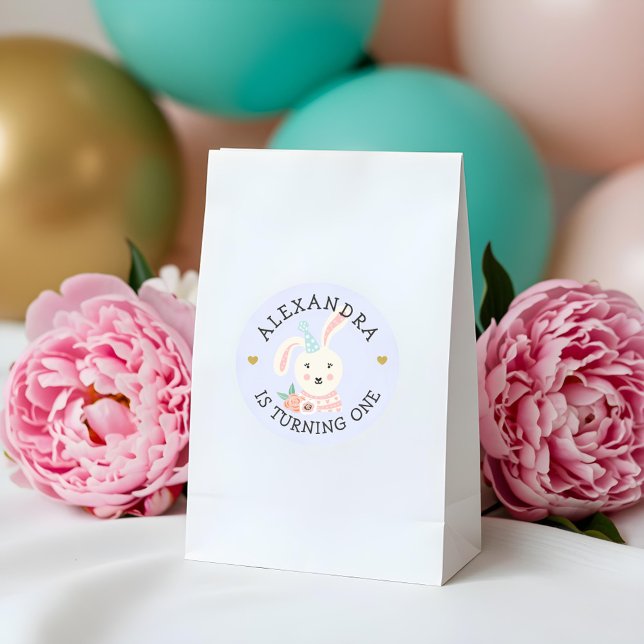Cute Adorable Baby Rabbit Party Animal Classic Round Sticker (Cute Adorable Baby Rabbit Party Animal Classic Round Sticker)