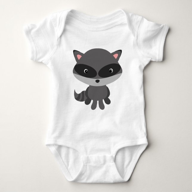 Cute, adorable baby raccoon baby bodysuit (Front)
