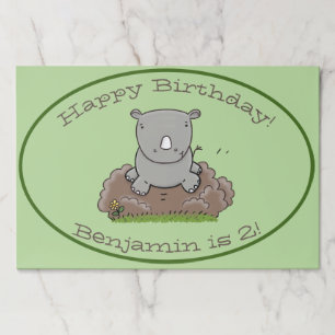 Cute adorable baby rhino cartoon illustration paper pad