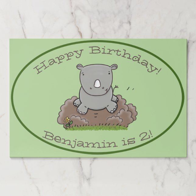Cute adorable baby rhino cartoon illustration paper pad (Front)