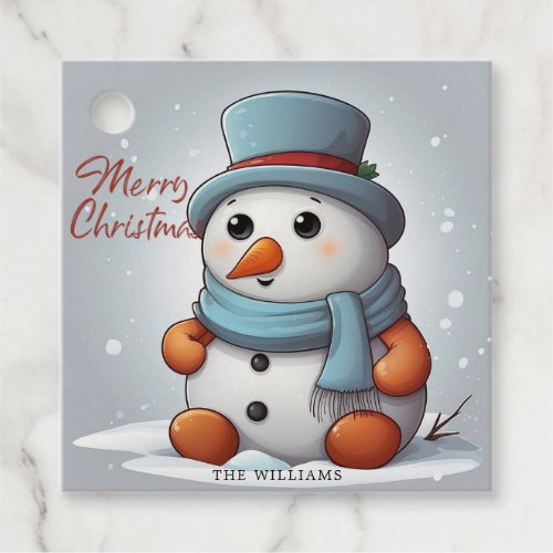 Cute Adorable Baby Snowman in Whimsical Winter  Favor Tags