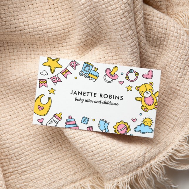 Cute Adorable Baby Toys Nanny Childcare Business Card (Creator Uploaded)