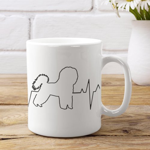 Cute Adorable Bichon Fris Valentines Heartbeat  Coffee Mug