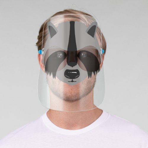 Cute Adorable Black Gray Raccoon Animal Safety Face Shield