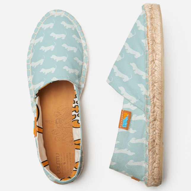 Cute Adorable Blue Dachshund Puppy Pattern Espadrilles (Side)