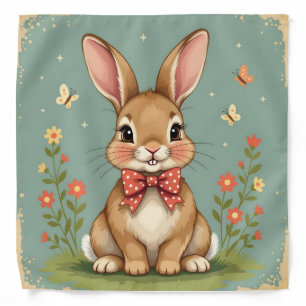 Cute adorable brown bunny with bow tie bandana