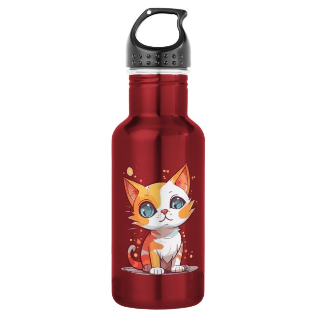 Cute Adorable Brown Cat-57667 Stainless Steel Water Bottle (Front)