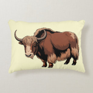 Cute & adorable brown Yak  Accent Pillow