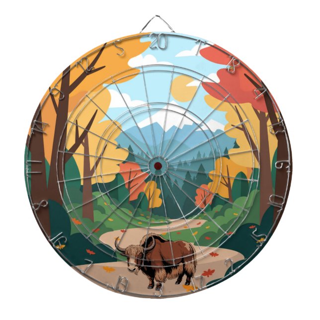 Cute & adorable brown yak dart board (Front)