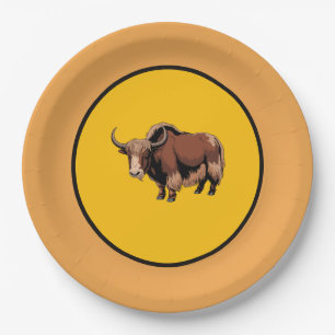 Cute & adorable brown Yak Paper Plates