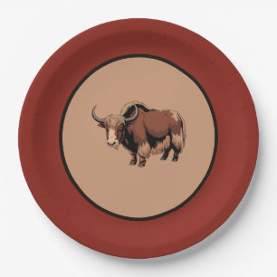 Cute & adorable brown Yak Paper Plates