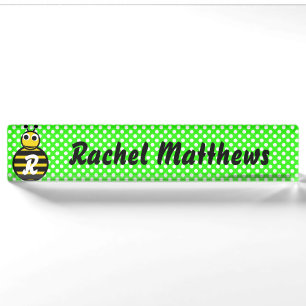 Cute Adorable Bumble Bee Monogram Desk Name Plate