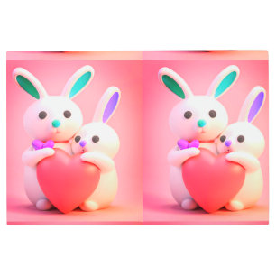 Cute Adorable Bunny with Mom Holding Heart Image Metal Print