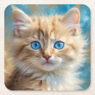 Cute Adorable Cat-37823 Square Paper Coaster