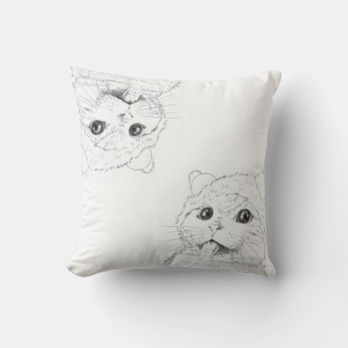 cute adorable cat baby pillow pencil drawing gift
