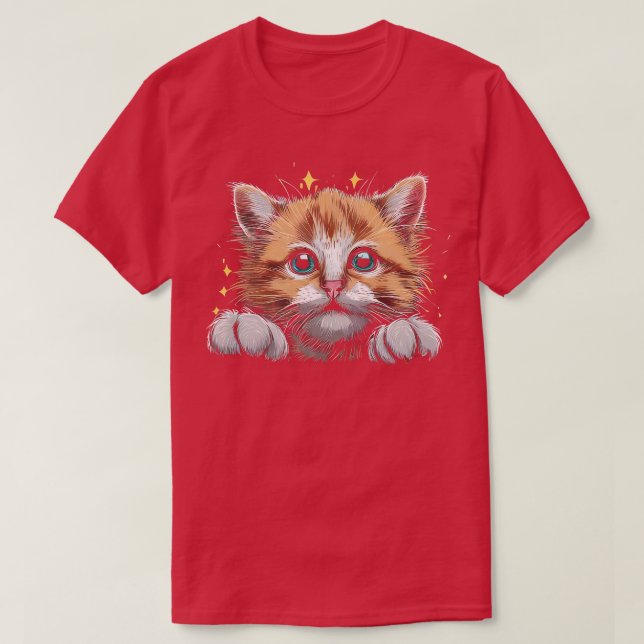 Cute Adorable Cat T-Shirt (Design Front)