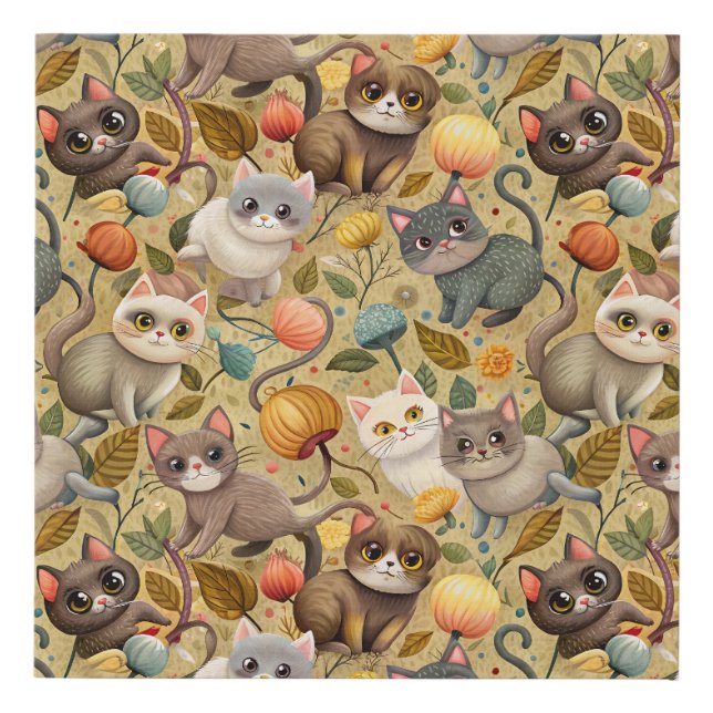 Cute Adorable Cats Case Faux Canvas Print (Front)