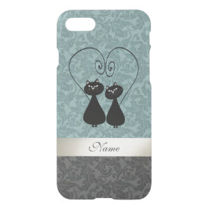 Cute adorable cats in love girly personalized iPhone SE/8/7 case