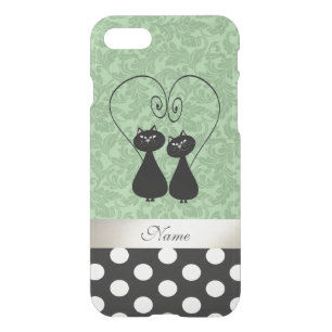 Cute adorable cats in love girly personalized iPhone SE/8/7 case