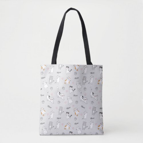 Cute Adorable Cats Seamless Patterns Tote Bag
