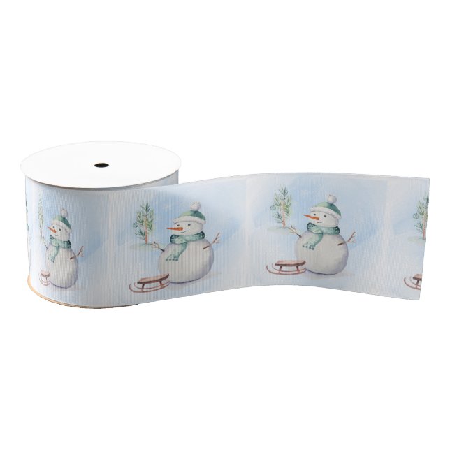 Cute adorable Christmas Snowman Grosgrain Ribbon (Spool)