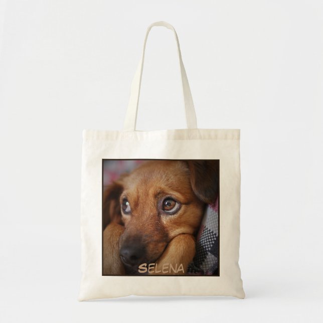 Cute Adorable Close-up Dog Print Tote Bag (Front)