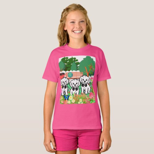 Cute Adorable Colorful Dog T_shirts For Girls 