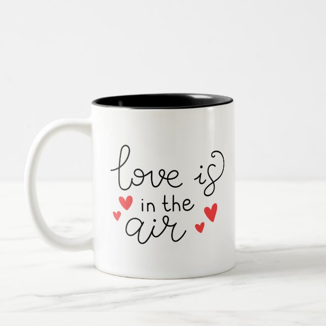 Cute Adorable Couple Love Air Romantic Playful  Two-Tone Coffee Mug (Left)