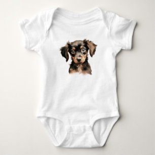 Cute Adorable Dachshund Puppy Face  Baby Bodysuit