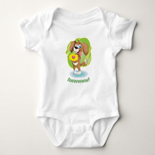 Cute Adorable Dog and Chick Graphic Baby Bodysuit