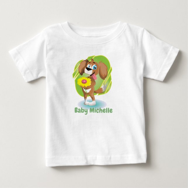 Cute Adorable Dog and Panda Graphic Baby T-Shirt (Front)