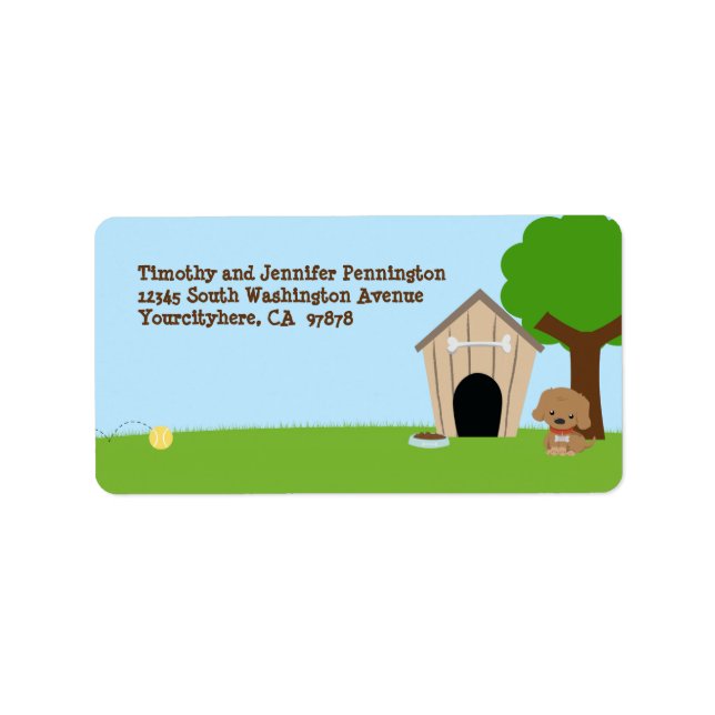 Cute adorable doggie house address label (Front)