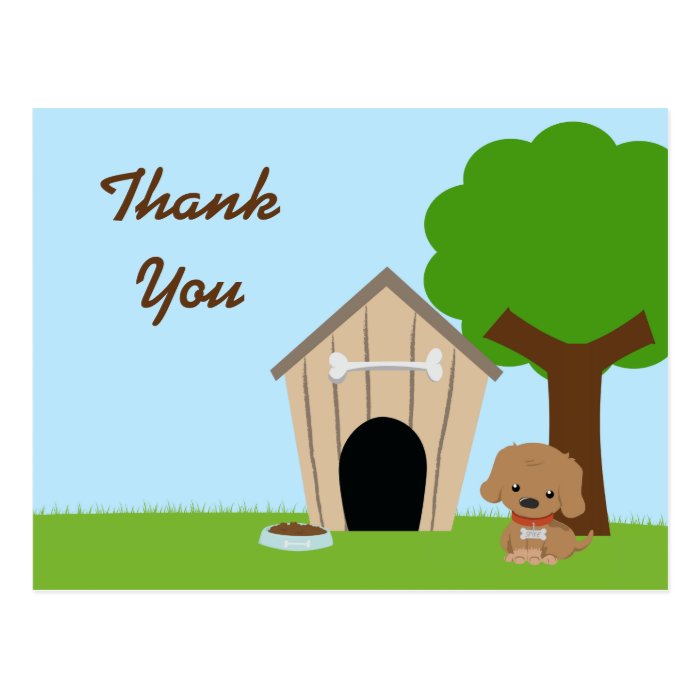 Cute adorable doggie house thank you postcard