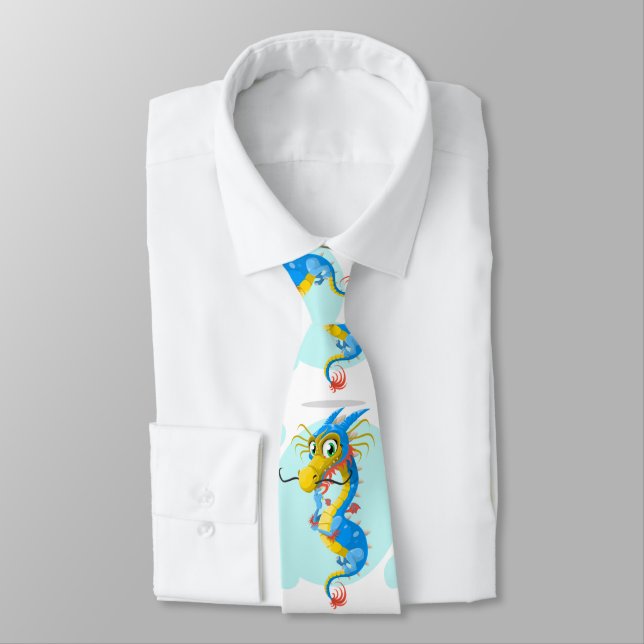 Cute, adorable dragon monster neck tie (Tied)