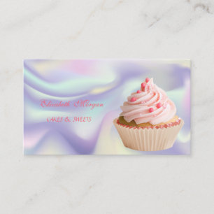 Cute Adorable Elegant Cupcake Bakery Holographic Business Card