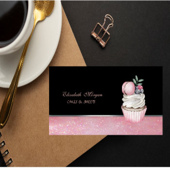 Cute Adorable  Elegant  Macaron Cupcake Bakery Business Card by Biglibigli at Zazzle