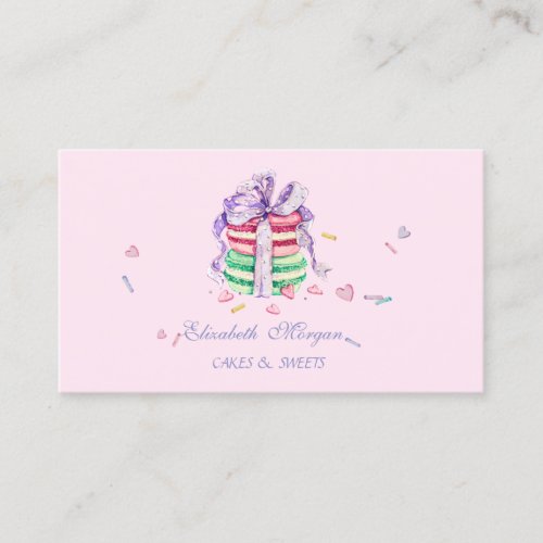 Cute Adorable  Elegant MacaronsSweets Bakery Business Card