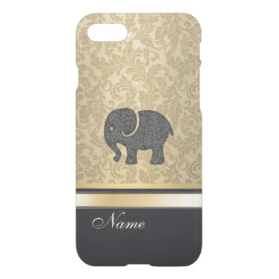 Cute adorable elephant gold damask iPhone SE/8/7 case