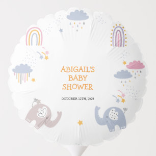 Cute Adorable Elephant Rainbow Girls Baby Shower Balloon