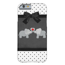 Cute Adorable Elephants,Polka Dots,Black Bow Barely There iPhone 6 Case