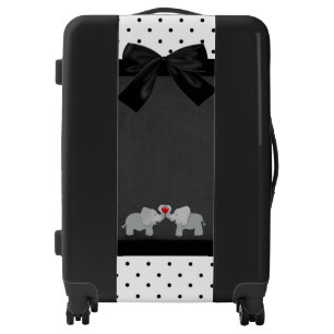 Cute Adorable Elephants,Polka Dots,Black Bow Luggage