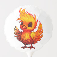 Cute Adorable Fiery Cartoon Baby Phoenix 