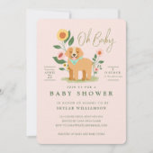 Cute Adorable Floral Golden Retriever Baby Shower Invitation (Front)