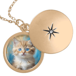 Cute Adorable Fluffy Cat-43096 Gold Plated Necklace