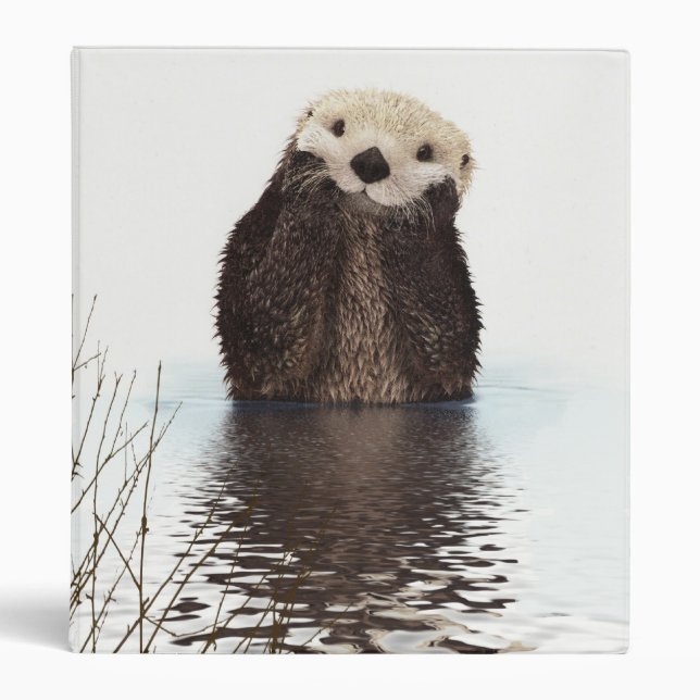Cute Adorable Fluffy Otter Animal Binder (Front)