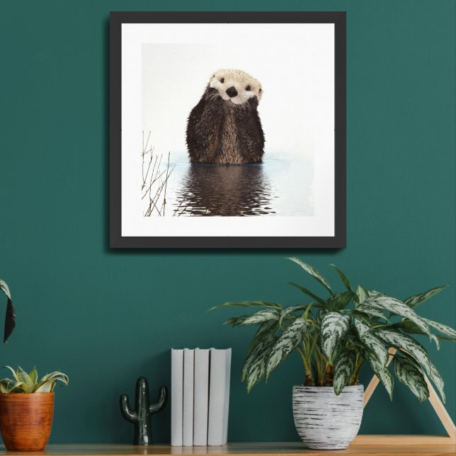 Cute Adorable Fluffy Otter Animal  Framed Art (Living Room 2)